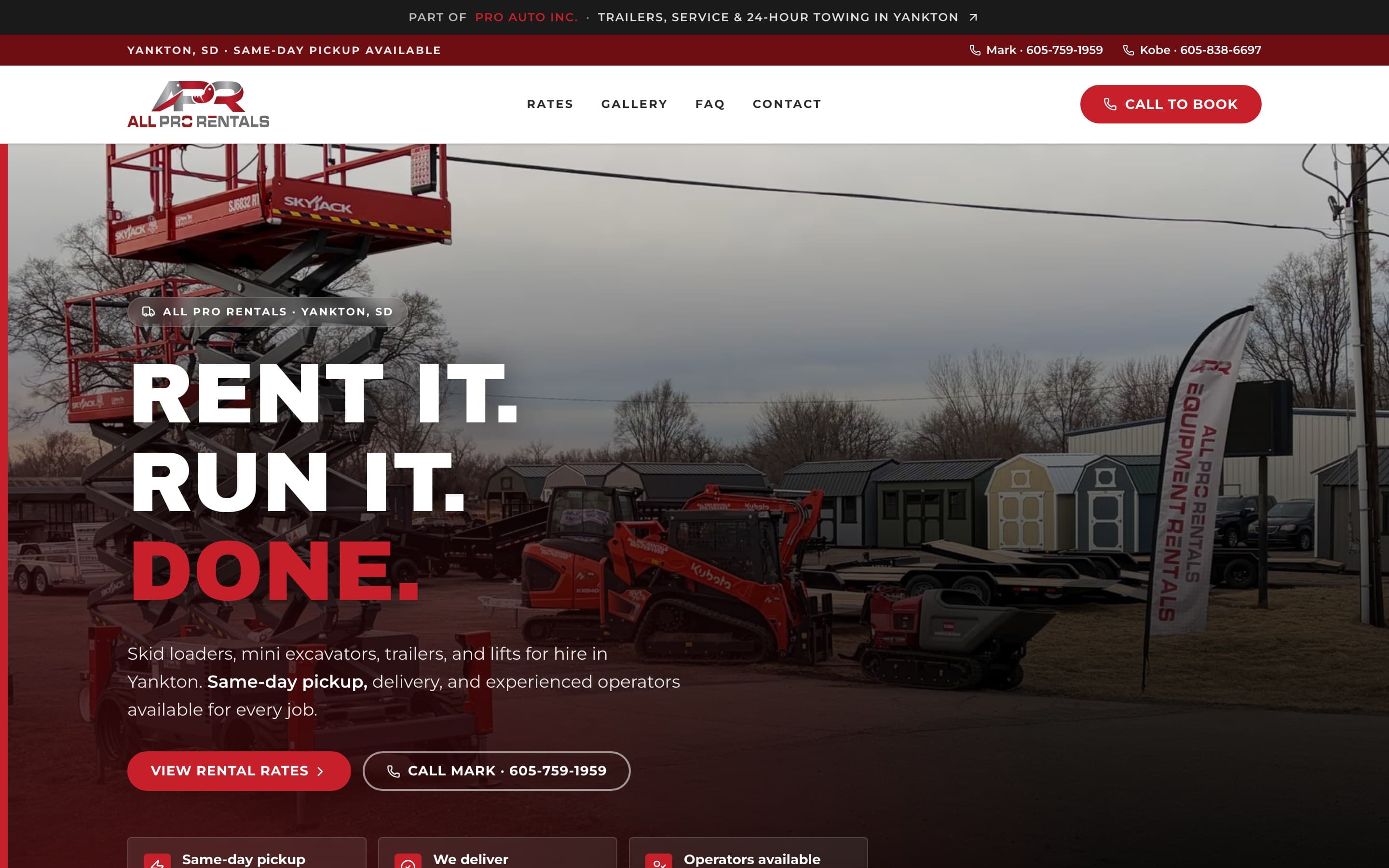 All Pro Rentals LLC website screenshot