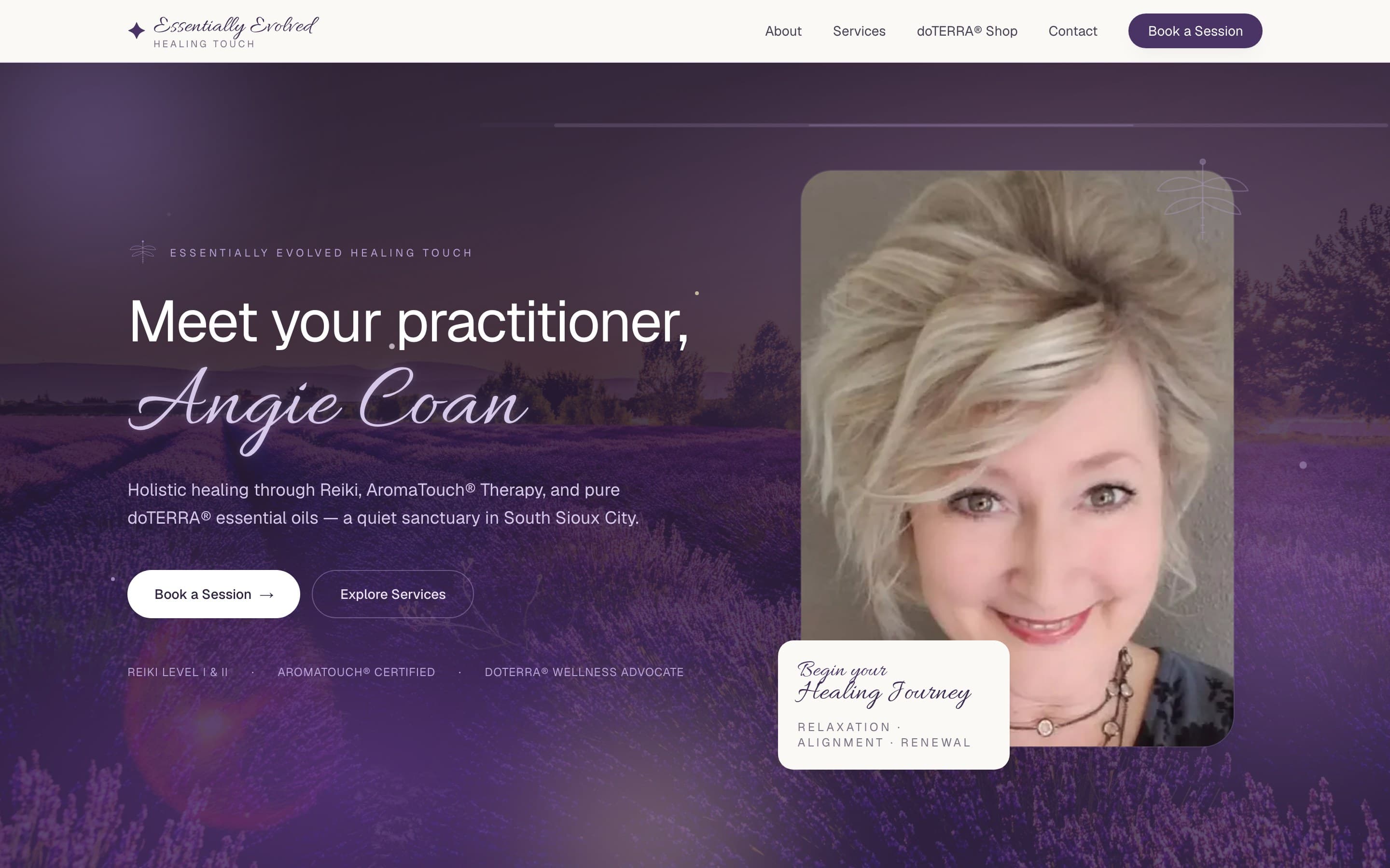 Essentially Evolved Healing Touch website screenshot