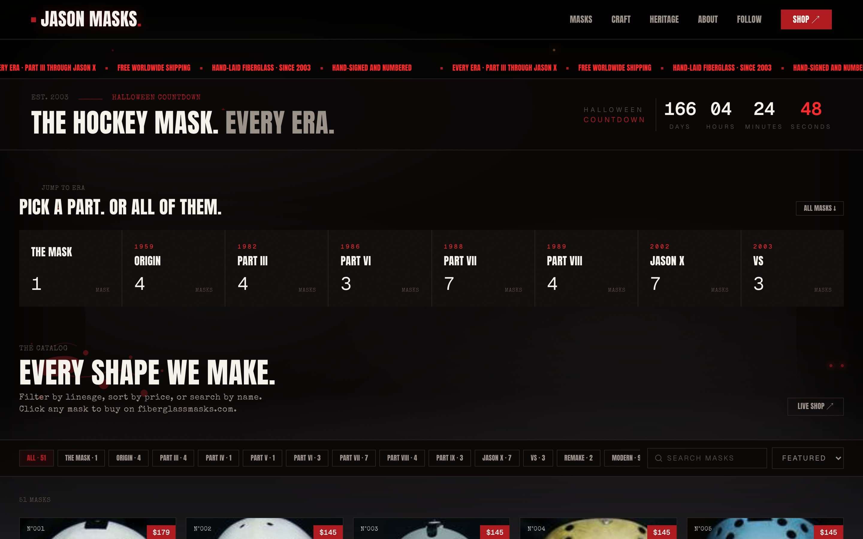 JasonMasks.com website screenshot