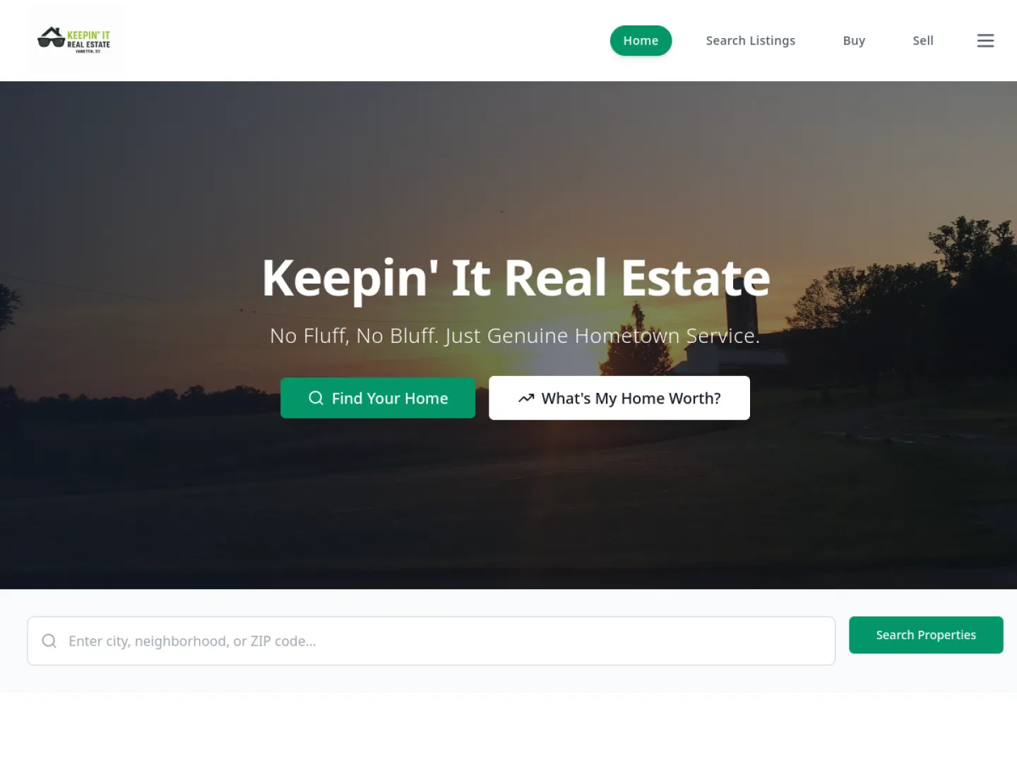 Keepin' It Real Estate website screenshot