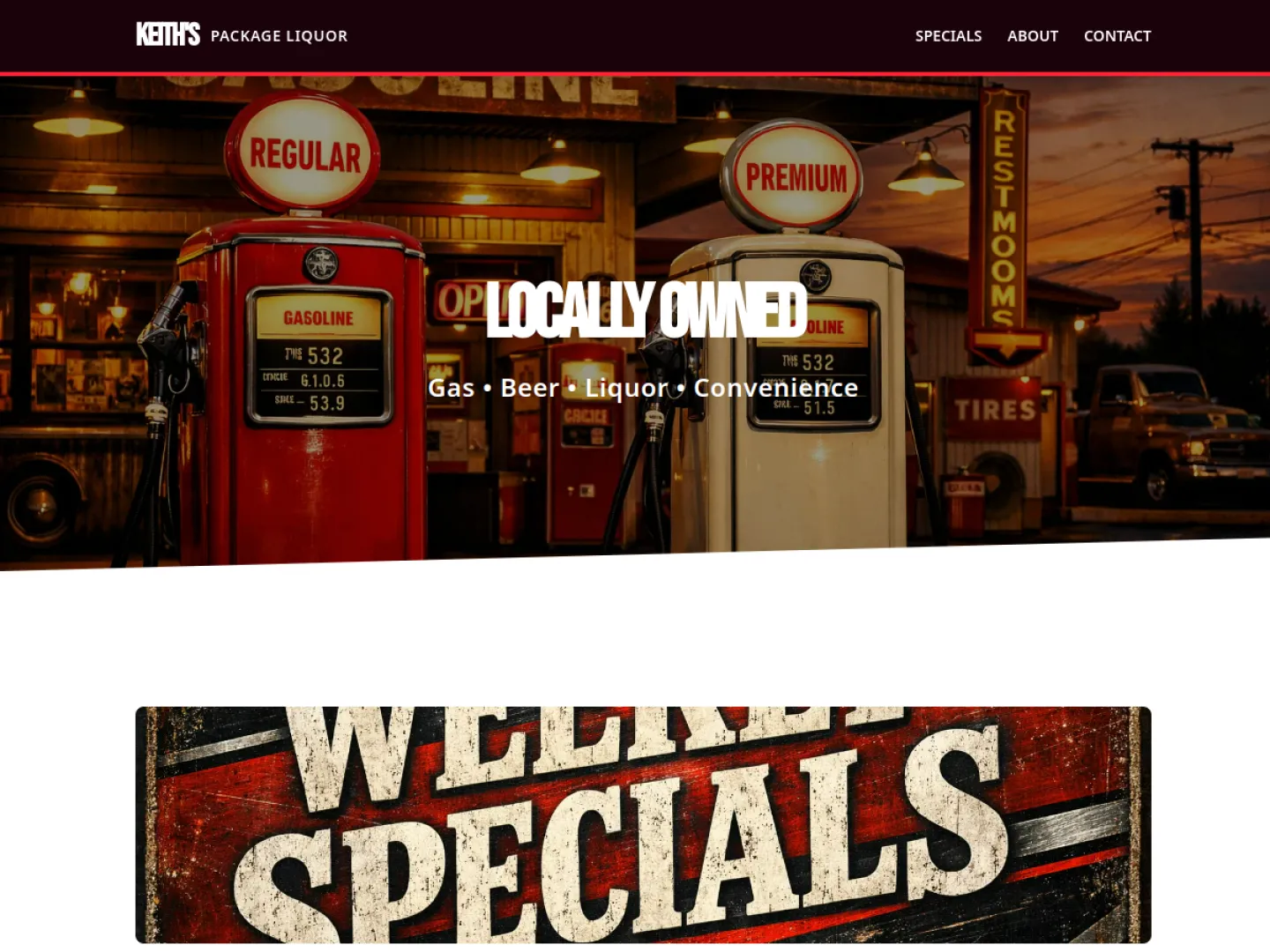 Keith's Package Liquor website screenshot
