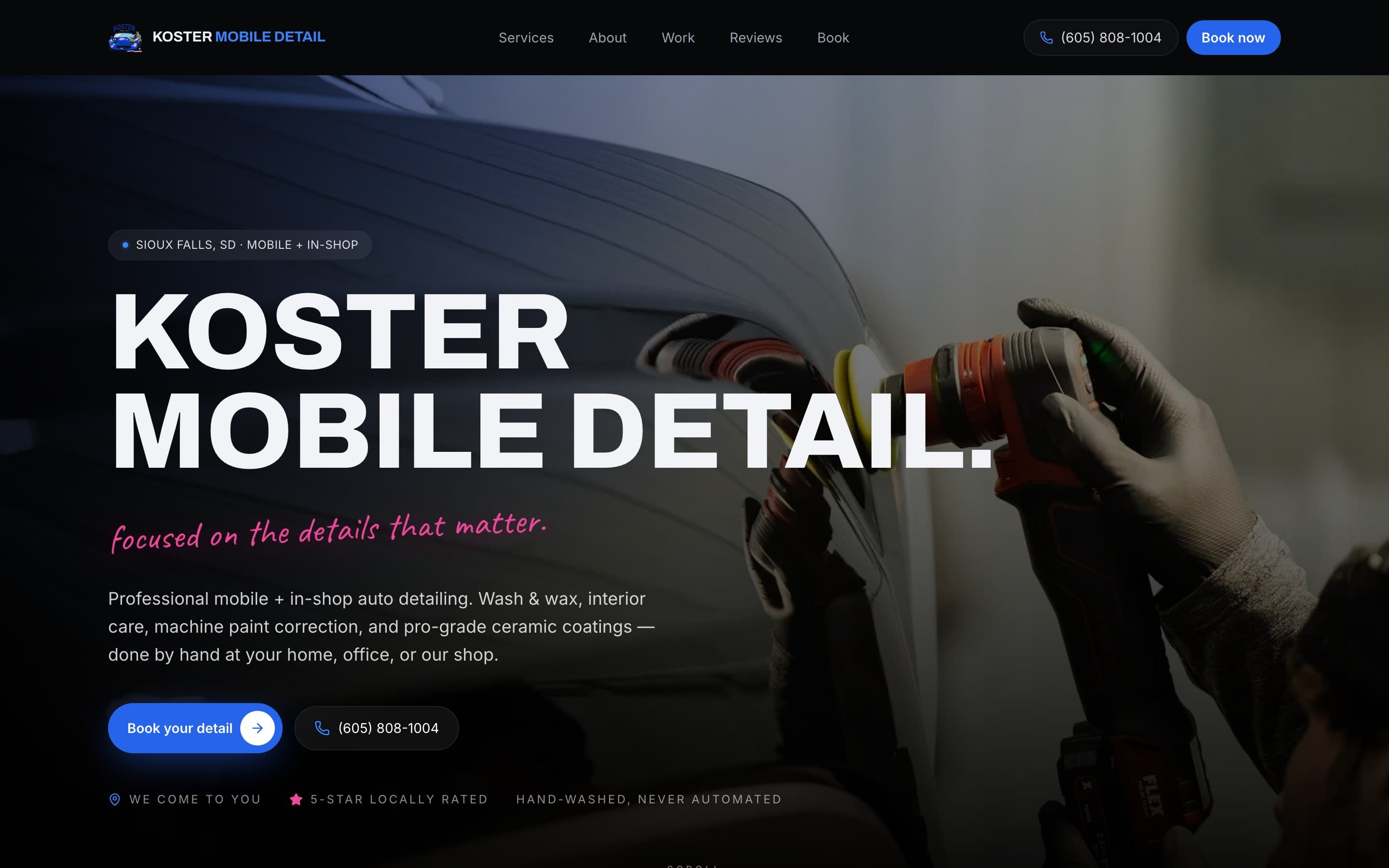 Koster Mobile Detail website screenshot