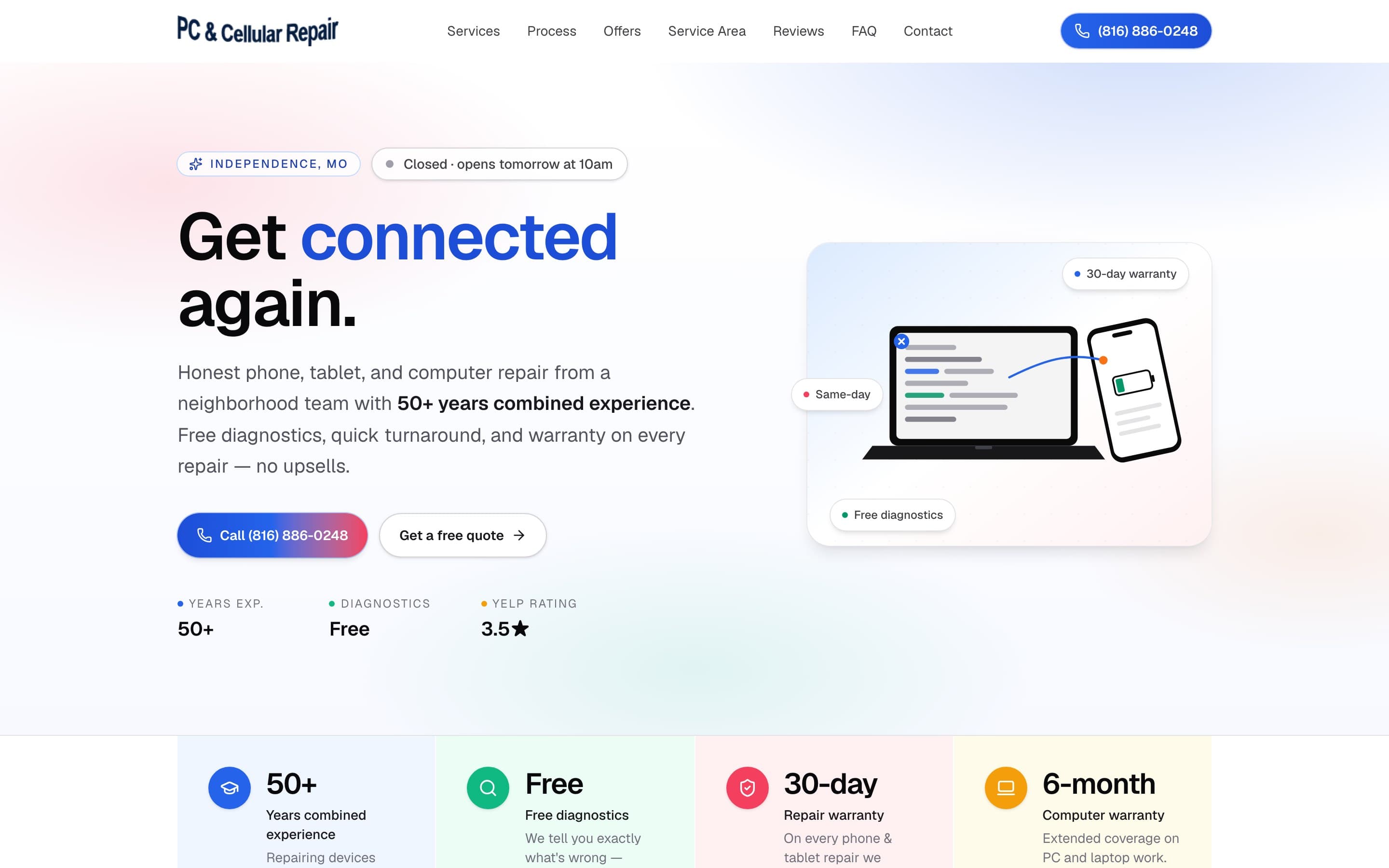 PC & Cellular Repair website screenshot