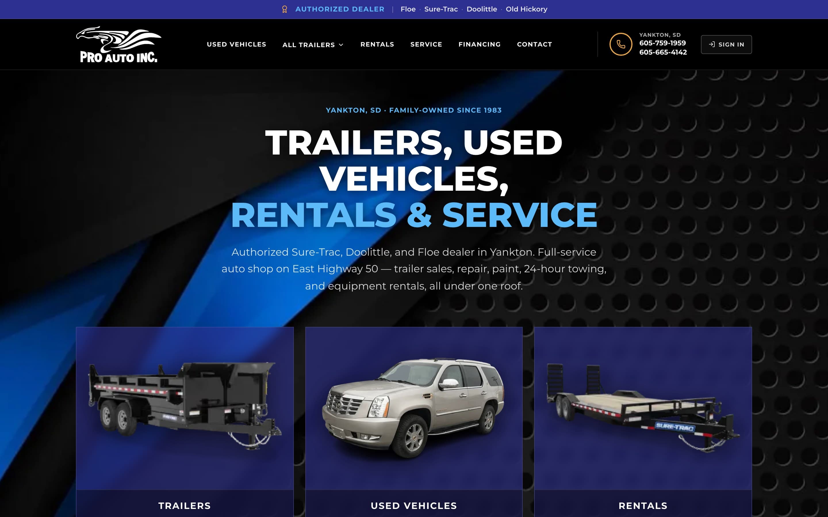 Pro Auto Inc. website screenshot