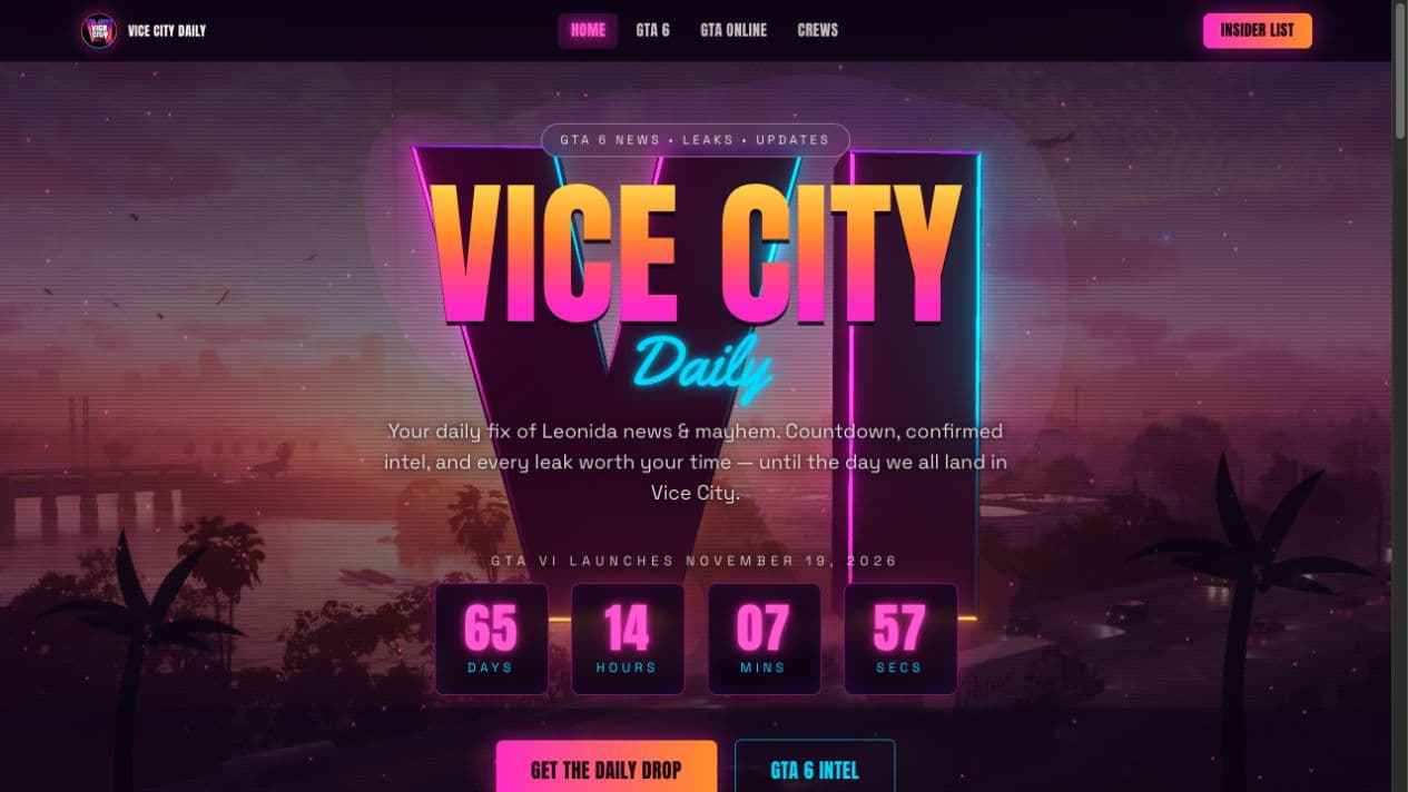 Vice City Daily website screenshot